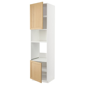 METOD Hi cb f oven/micro w 2 drs/shelves, white/Forsbacka oak, 60x60x240 cm