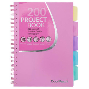 Spiral Notebook Project Book A4 100 Squared PP, pastel pink