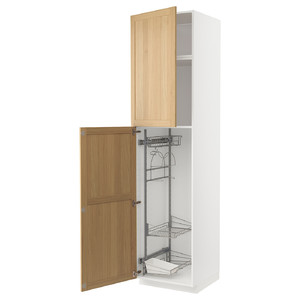 METOD High cabinet with cleaning interior, white/Forsbacka oak, 60x60x240 cm