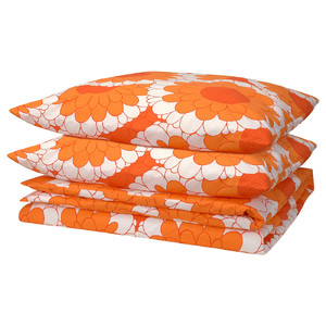 KRANSMALVA Duvet cover and 2 pillowcases, orange, 200x200/50x60 cm