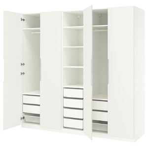 PAX / TONSTAD Wardrobe combination, white/off-white, 250x60x236 cm