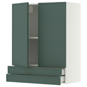 METOD/MAXIMERA Wall cabinet w 2 doors/2 drawers, white/Aspudden dark grey-green, 80x100 cm