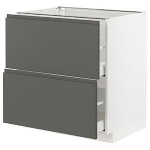 METOD / MAXIMERA Base cb 2 fronts/2 high drawers, white/Voxtorp dark grey, 80x60 cm
