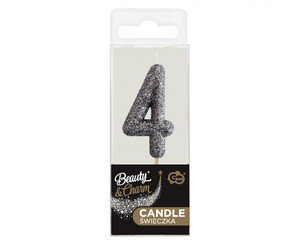 Birthday Candle Number 4, glitter black