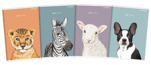 Notebook for Learning Languages Words A6 16 Pages Squared Sweet Animal 20pcs, assorted