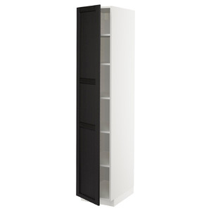 METOD High cabinet with shelves, white/Lerhyttan black stained, 40x60x200 cm