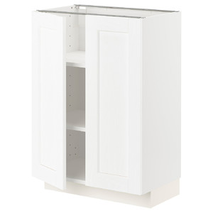 METOD Base cabinet with shelves/2 doors, white Enköping/white wood effect, 60x37 cm