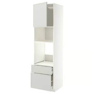METOD / MAXIMERA High cabinet f built-in appliances, white/Aspudden light grey, 60x60x220 cm