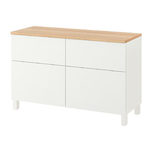 BESTÅ Storage combination w doors/drawers, white, Lappviken/Stubbarp white, 120x42x76 cm