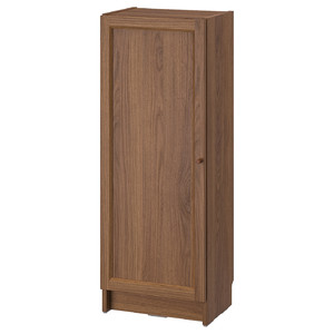 BILLY / OXBERG Bookcase with door, brown walnut effect, 40x30x106 cm