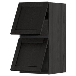 METOD Wall cabinet horizontal w 2 doors, black/Lerhyttan black stained, 40x80 cm