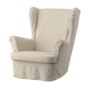 STRANDMON Slipcover for wing chair, Risane natural