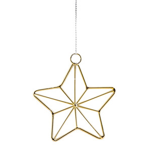 Christmas Hanging Decoration Star 8 cm, metal, gold