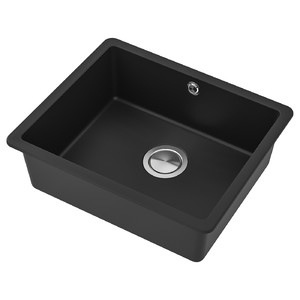 KILSVIKEN Inset sink, 1 bowl, black quartz composite, 56x46 cm