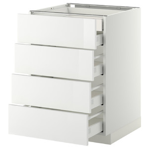 METOD/MAXIMERA Base cab f hob/4 fronts/4 drawers, white, Ringhult white, 60x60 cm