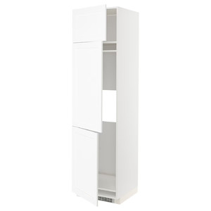 METOD High cab f fridge/freezer w 3 doors, white Enköping/white wood effect, 60x60x220 cm