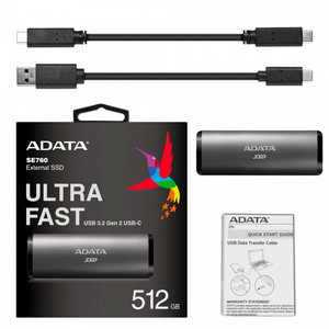 Adata External SSD SE760 512G USB3.2-A/C Titanium