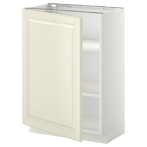 METOD Base cabinet with shelves, white/Bodbyn off-white, 60x37 cm