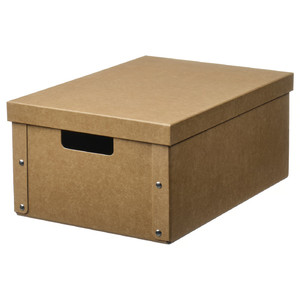 GÄRDESGÅRD Storage box with lid, natural, 25x35x16 cm