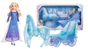 Disney Frozen Elsa Fashion Doll With Dress & Nokk With Adventure Carriage JBG56 3+