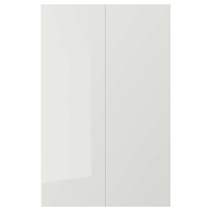 RINGHULT 2-p door f corner base cabinet set, high-gloss light grey, 25x80 cm