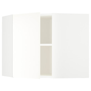 METOD Corner wall cabinet with shelves, white/Vallstena white, 68x60 cm