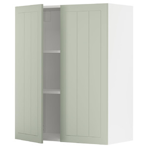 METOD Wall cabinet with shelves/2 doors, white/Stensund light green, 80x100 cm