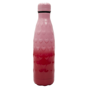 Water Bottle 500ml, hearts, pink-red
