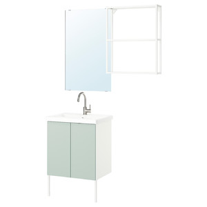 ENHET Bathroom, white/pale grey-green, 64x43x87 cm