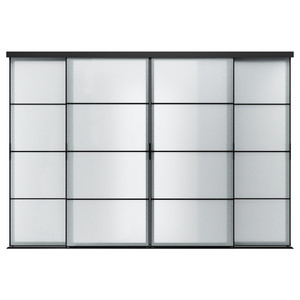 SKYTTA / SVARTISDAL Sliding door combination, black/white paper, 351x240 cm