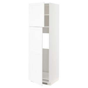 METOD High cabinet for fridge w 2 doors, white Enköping/white wood effect, 60x60x200 cm