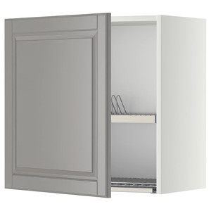 METOD Wall cabinet with dish drainer, white/Bodbyn grey, 60x60 cm
