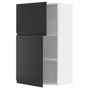 METOD Wall cabinet with shelves/2 doors, white/Upplöv matt anthracite, 60x100 cm