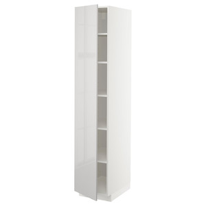 METOD High cabinet/shelves, white/Ringhult light grey, 40x60x200 cm