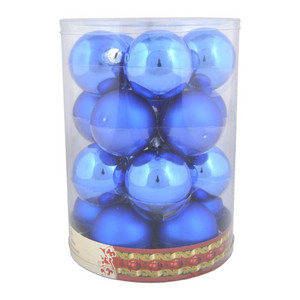 Christmas Baubles 60mm 20pcs, glass, blue