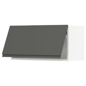 METOD Wall cabinet horizontal w push-open, white/Voxtorp dark grey, 80x40 cm