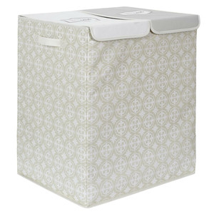 Dual-Compartment Laundry Basket 50x41x57, grey