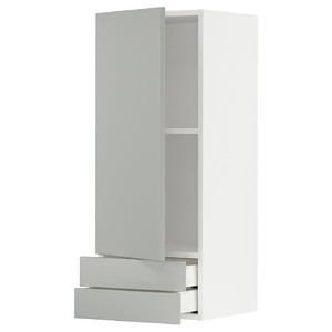 METOD / MAXIMERA Wall cabinet with door/2 drawers, white/Havstorp light grey, 40x100 cm