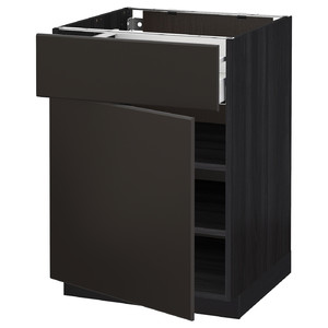 METOD / MAXIMERA Base cabinet with drawer/door, black/Kungsbacka anthracite, 60x60 cm
