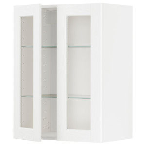METOD Wall cabinet w shelves/2 glass drs, white Enköping/white wood effect, 60x80 cm