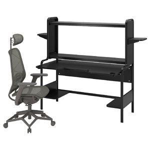 FREDDE / STYRSPEL Gaming desk and chair, black/grey