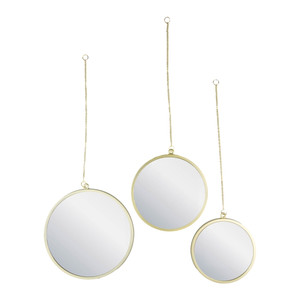 Round Wall Mirror, gold, 3-pack