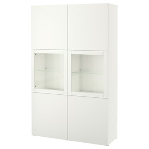 BESTÅ Storage combination w/glass doors, white, Lappviken white, clear glass, 120x40x192 cm