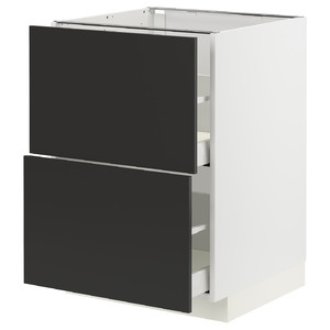METOD / MAXIMERA Base cb 2 fronts/2 high drawers, white/Nickebo matt anthracite, 60x60 cm
