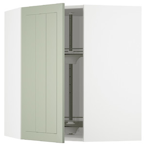 METOD Corner wall cabinet with carousel, white/Stensund light green, 68x80 cm
