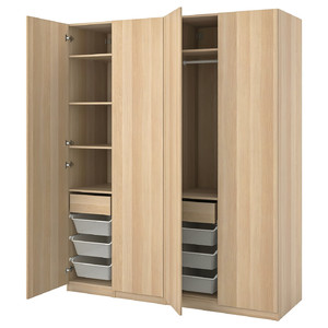 PAX / FORSAND Wardrobe combination, white stained oak effect/white stained oak effect, 200x60x236 cm