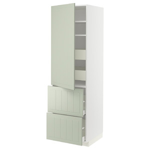 METOD / MAXIMERA Hi cab w shlvs/4 drawers/dr/2 frnts, white/Stensund light green, 60x60x200 cm