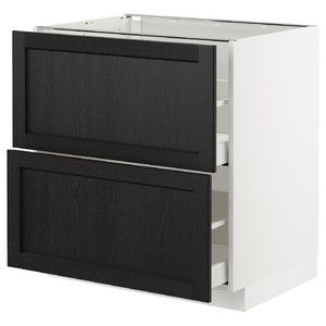 METOD / MAXIMERA Base cb 2 fronts/2 high drawers, white/Lerhyttan black stained, 80x60 cm