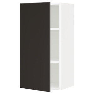METOD Wall cabinet with shelves, white/Kungsbacka anthracite, 40x80 cm