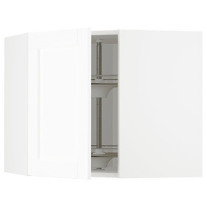 METOD Corner wall cabinet with carousel, white Enköping/white wood effect, 68x60 cm
